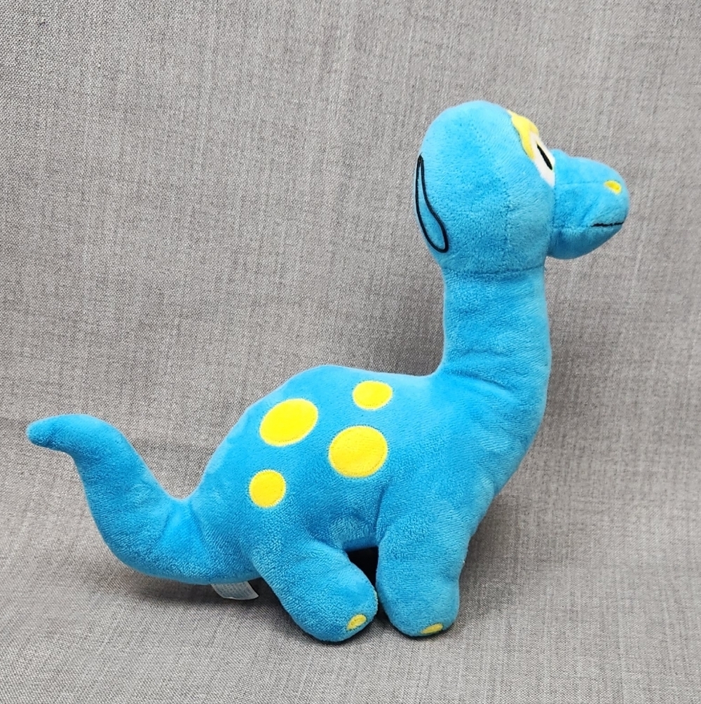 B.J. Toy Co  Blue With Yellow Spots Dinosaur Plush Stitch Eyes Lovey Soft 12" - Picture 5 of 7